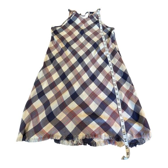 Chelsea & Violet Women’s Small Plaid Sleeveless Tank Dress/Tunic Halter Fringe - Picture 5 of 8